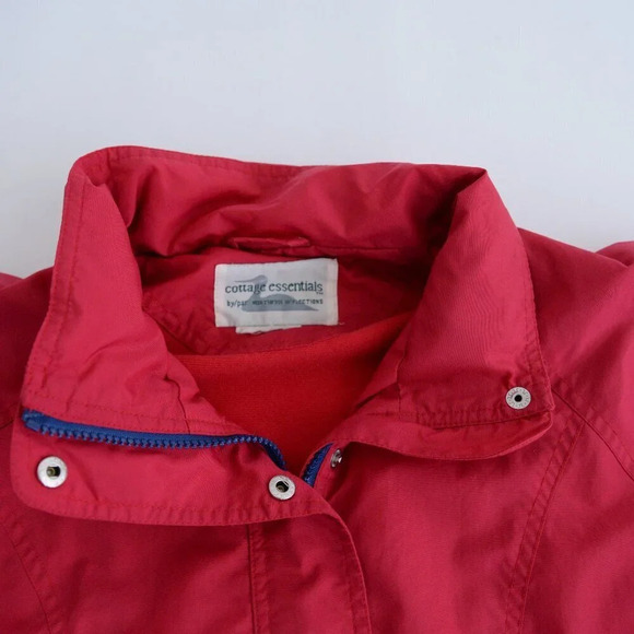 Vintage Northern Reflections Cottage Essentials Red w Blue Zip Up Hood Jacket M - Picture 11 of 13